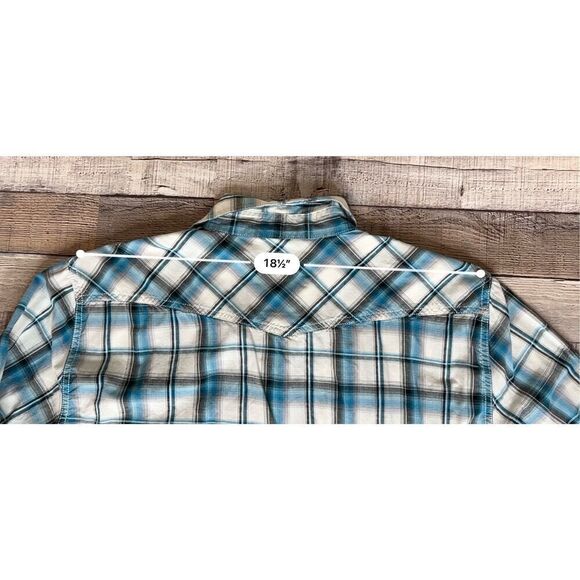 American Eagle Blue Plaid Western Pearl Snap Shirt sz XL Vintage Fit NWOT - Picture 8 of 13